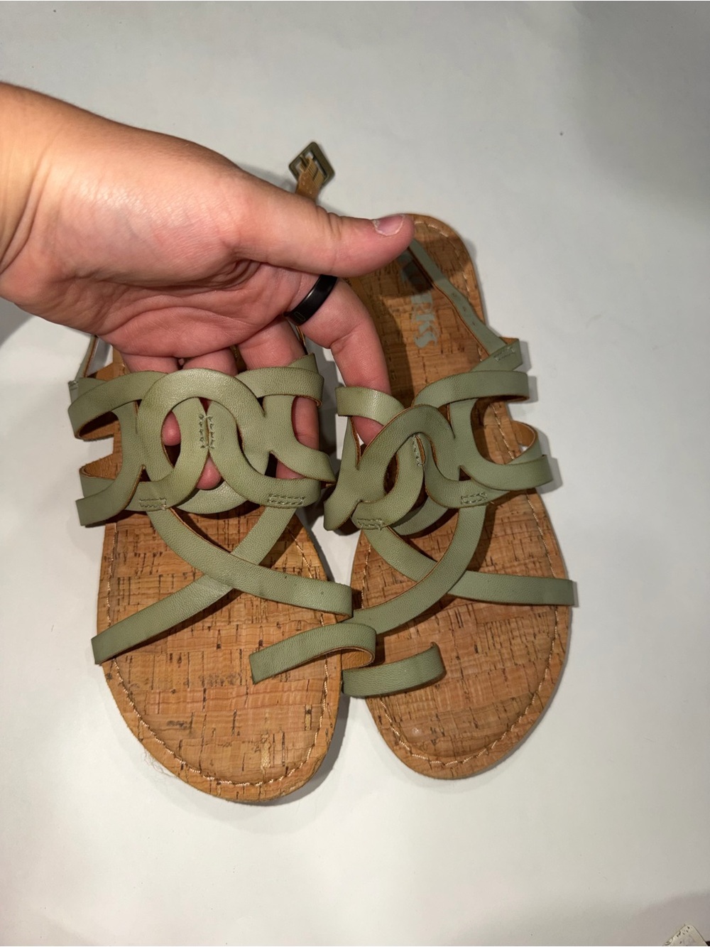 Kork-Ease Olive Green Strappy Cork Sandals
